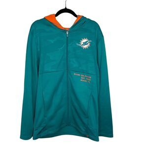 Fanatics Men's Varsity Sweatshirt M Blue Full-Zip Hooded Miami Dolphins Logo